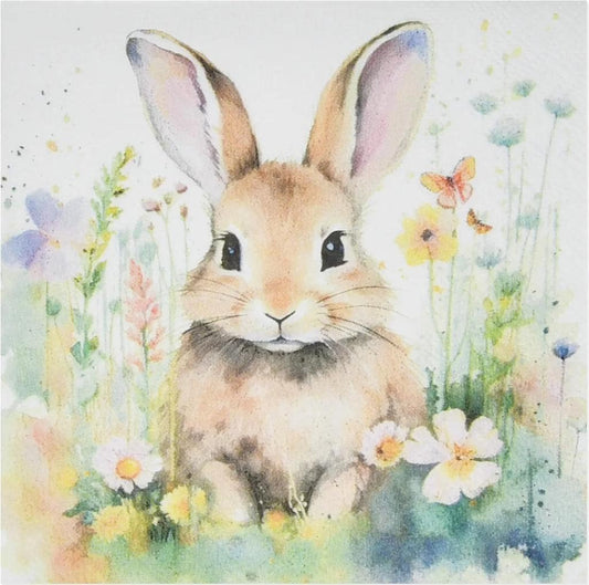 Easter Bunny Watercolor Paper Napkin - Cocktail Size