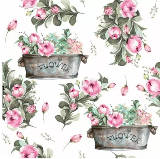 Rose Pots Paper Napkin - Luncheon Size