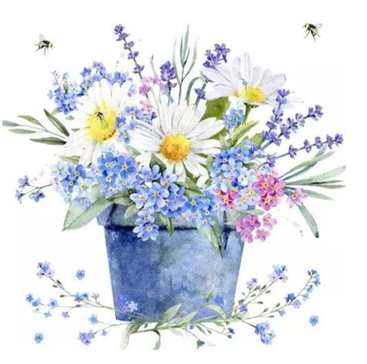 Spring Flower Pot Paper Napkin - Luncheon Size