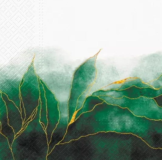 Green Leaf Stone Paper Napkin - Luncheon Size