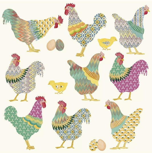 Colorful Hen Paper Napkin - Luncheon Size