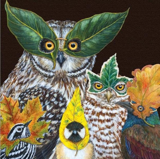 Fall Owl Birds  - Cocktail Size
