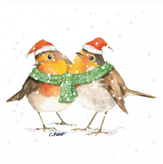 Christmas Love Birds Paper Napkin - Luncheon Size