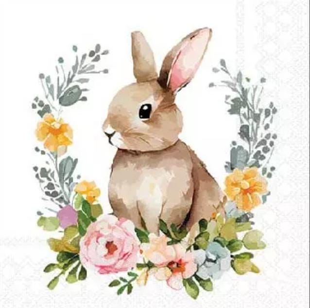 Easter Bunny Wreath Paper Napkin - Cocktail Size