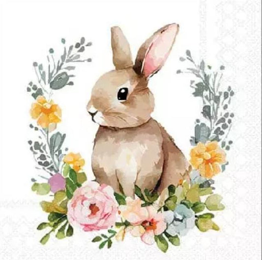 Easter Bunny Wreath Paper Napkin - Cocktail Size