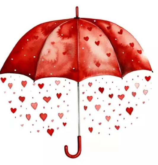 Heart Rain Umbrella Valentines Paper Napkin - Luncheon Size