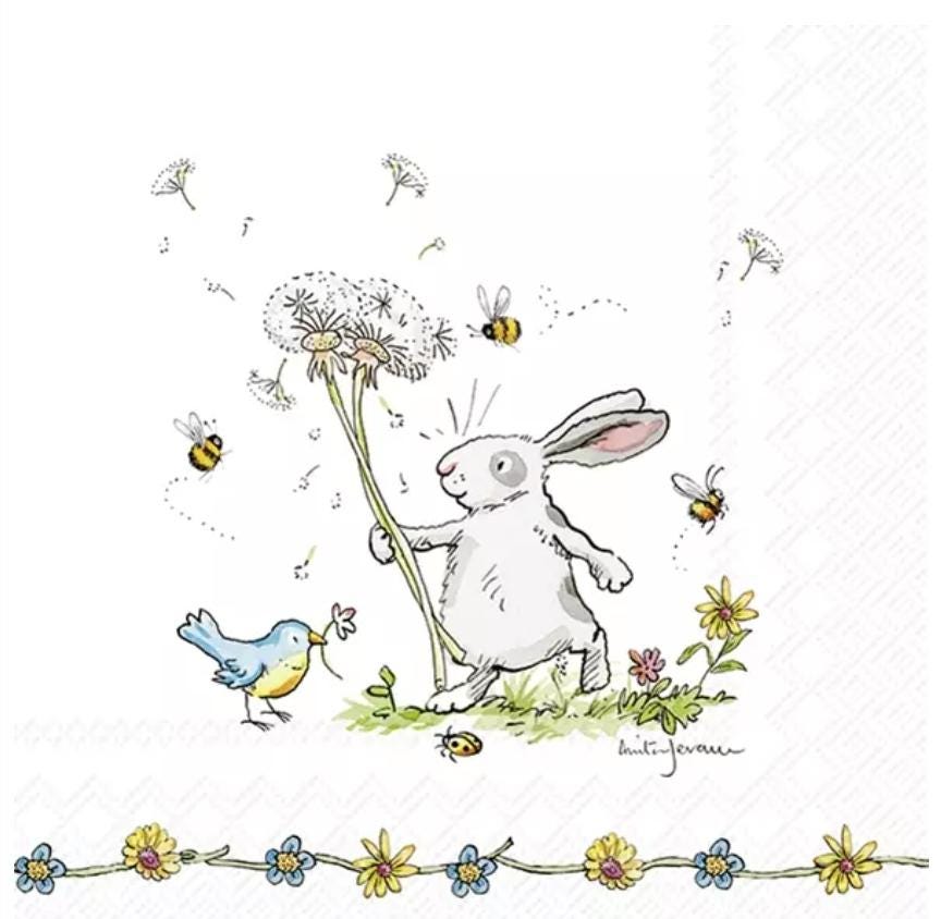 Easter Bunny Friends Paper Napkin - Cocktail Size
