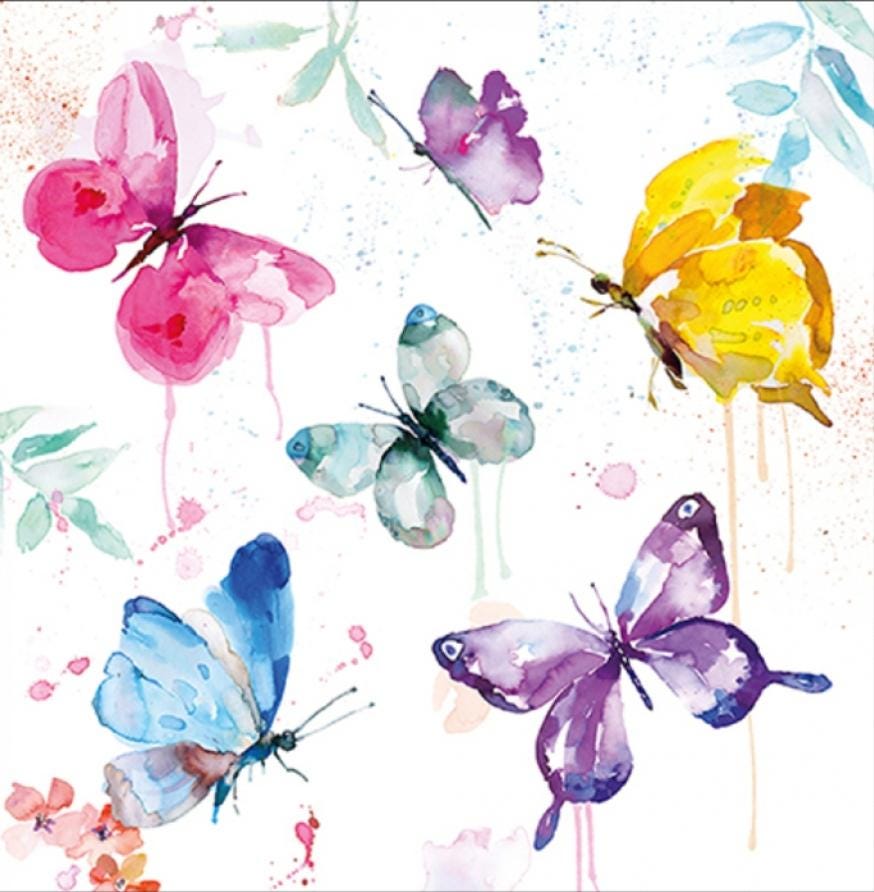 Butterfly Butterflies Watercolor Paper Napkin - Cocktail Size-