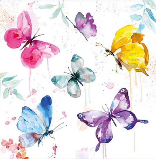 Butterfly Butterflies Watercolor Paper Napkin - Cocktail Size-