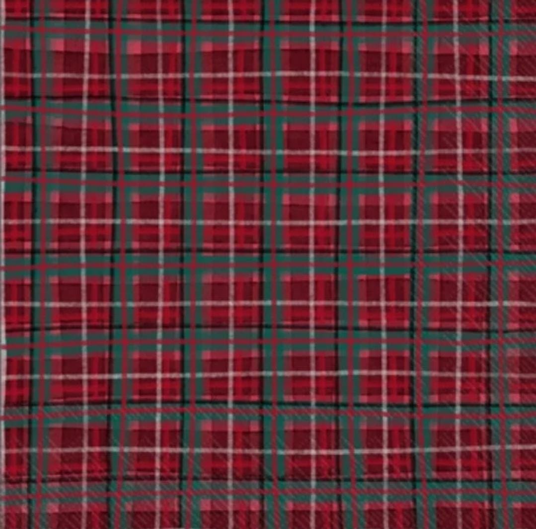 Burgundy Red Plaid Paper Napkin - Cocktail Size