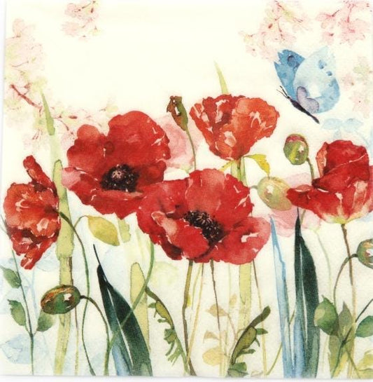 Poppy Flower Paper Napkin - Luncheon Size