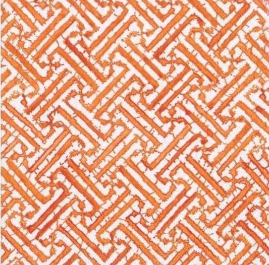 Orange Geometric Pattern Labrynth Paper Napkin - Cocktail Size