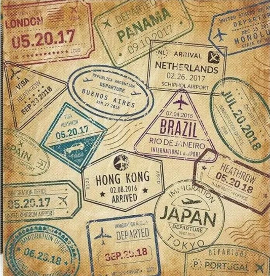 Passport Travel Stamp Paper Napkin -  Luncheon Size