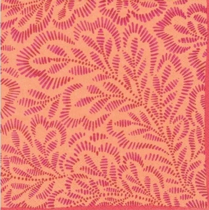Pink & Orange Modern Leaf Paper Napkin - Cocktail Size