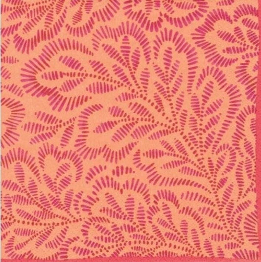 Pink & Orange Modern Leaf Paper Napkin - Cocktail Size
