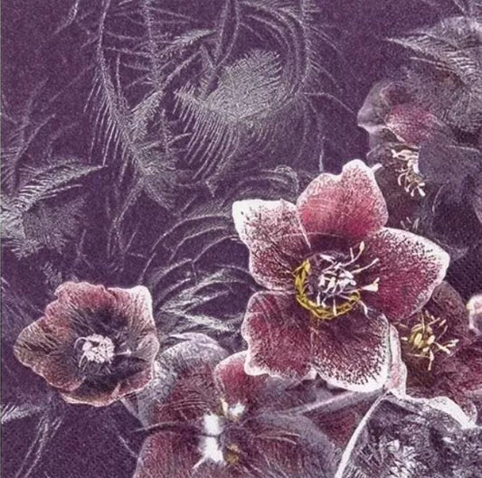 Frosty Christmas Rose Paper Napkin - Luncheon Size