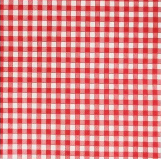 Red Plaid Gingham Paper Napkin - Luncheon Size