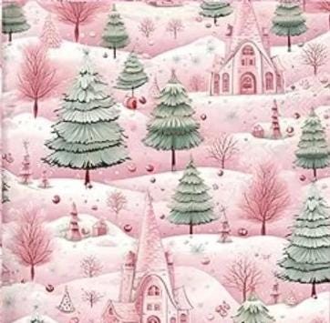 Pink Christmas Tree Forest Napkin - Luncheon Size