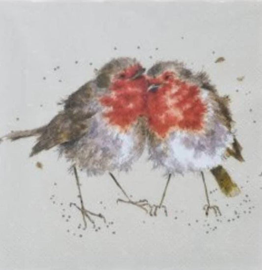 Robin Love Birds Paper Napkin - Cocktail Size