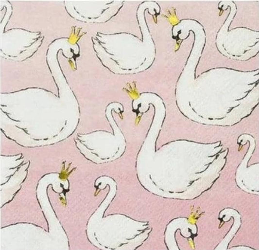 Swan Princess Paper Napkin - Cocktail Size