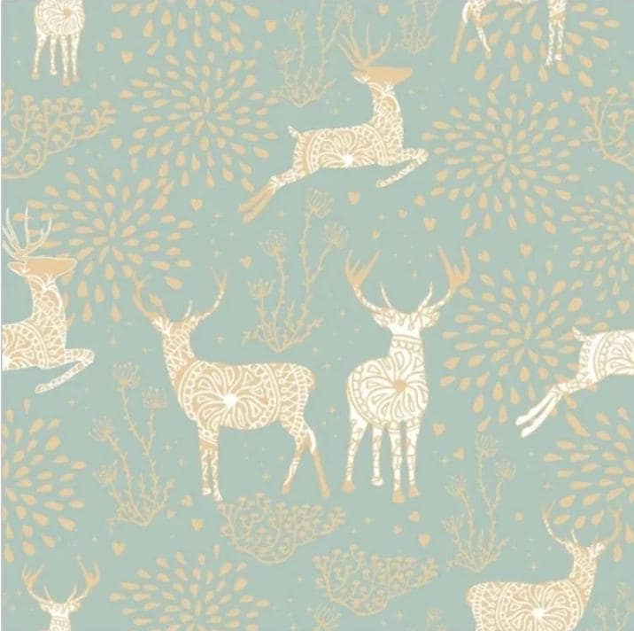 Gold Reindeer Paper Napkin - Luncheon Size