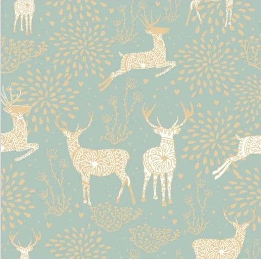 Gold Reindeer Paper Napkin - Luncheon Size
