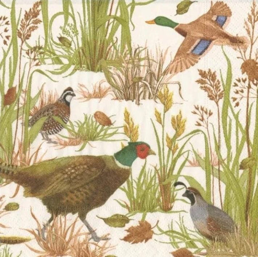 Ducks & Pheasants Paper Napkin - Cocktail Size
