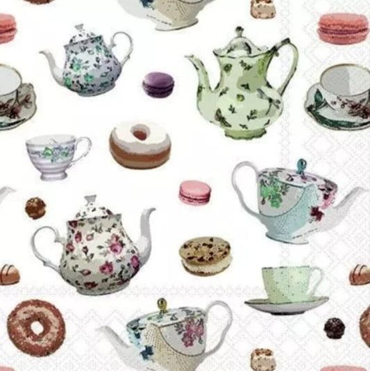 Teapot Teacups Paper Napkin - Cocktail Size