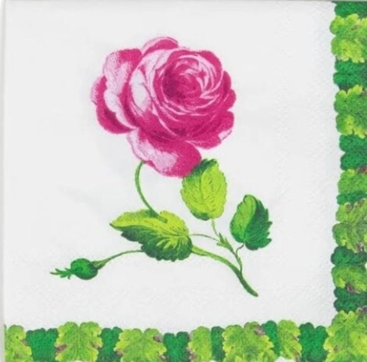Pink Rose Paper Napkin - Cocktail Size
