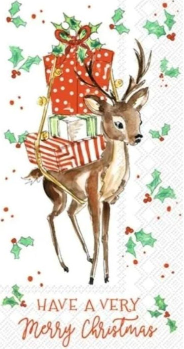 Christmas Reindeer Paper Napkin - Guest Size