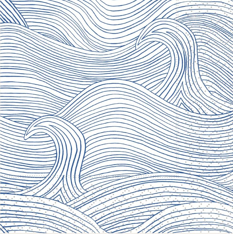 Ocean Waves Paper Napkin - Cocktail Size