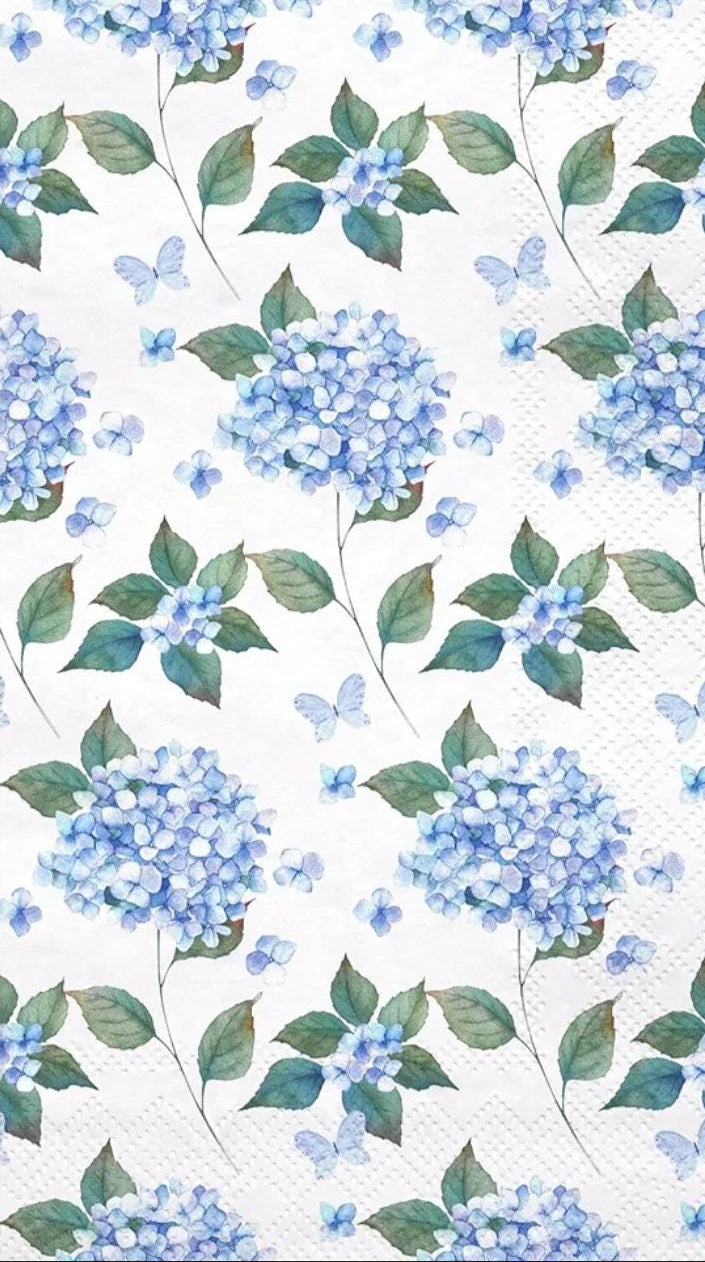 Hydrangea Blue & White Flower Paper Napkin -  Guest Size