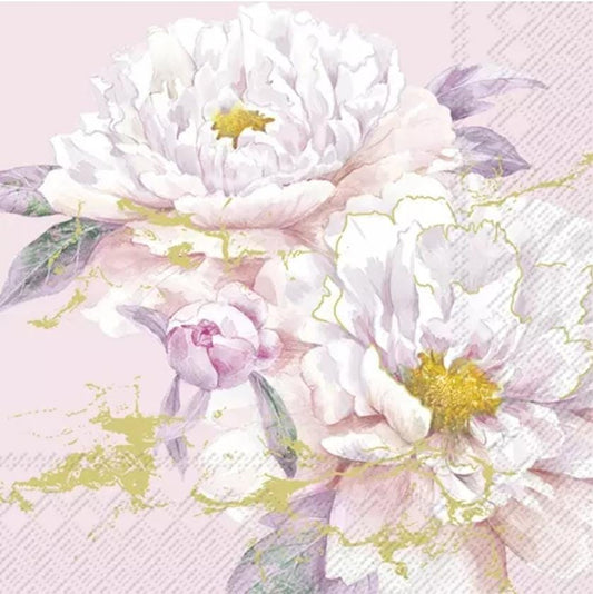 Peony Pink Flower Paper Napkin - Cocktail Size