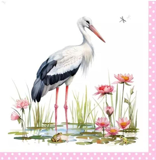 Stork Bird Paper Napkin - Luncheon Size