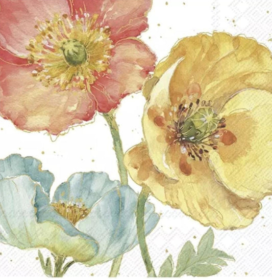 Poppy Poppies Paper Napkin - Cocktail Size