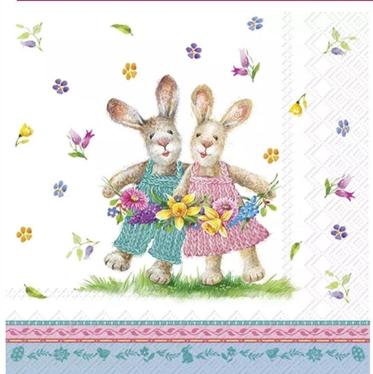 Easter Rabbit Friends Paper Napkin - Luncheon Size