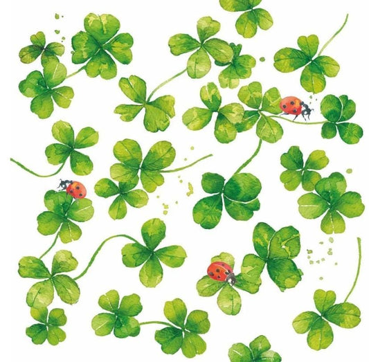 Clover & Ladybug Paper Napkin - Cocktail Size