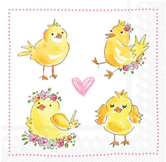Easter Chicks Paper Napkin - Cocktail Size