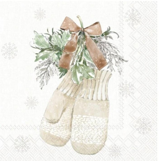 Christmas Mittens Gloves Paper Napkin - Cocktail Size