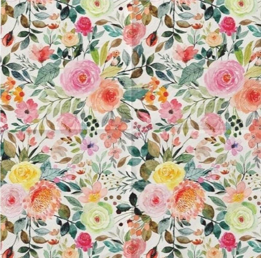 Flowers Floral Watercolor Paper Napkin - Luncheon Size