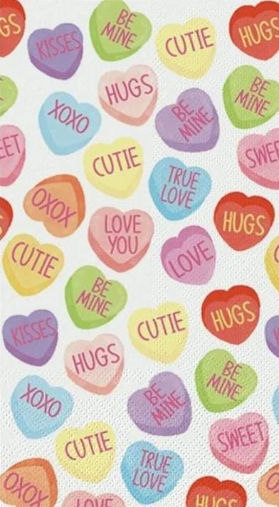 Valentines Candy Hearts Paper Napkin - Guest Size