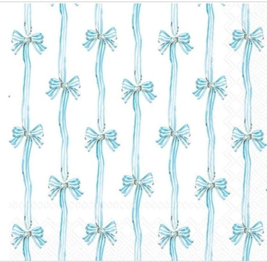 Blue Stripe Bow Paper Napkin - Luncheon Size
