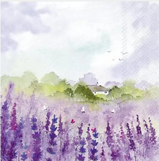 Lavender Field Paper Napkin - Luncheon Size