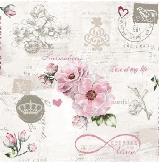 Postal Rose Crown Love Paper Napkin - Cocktail Size