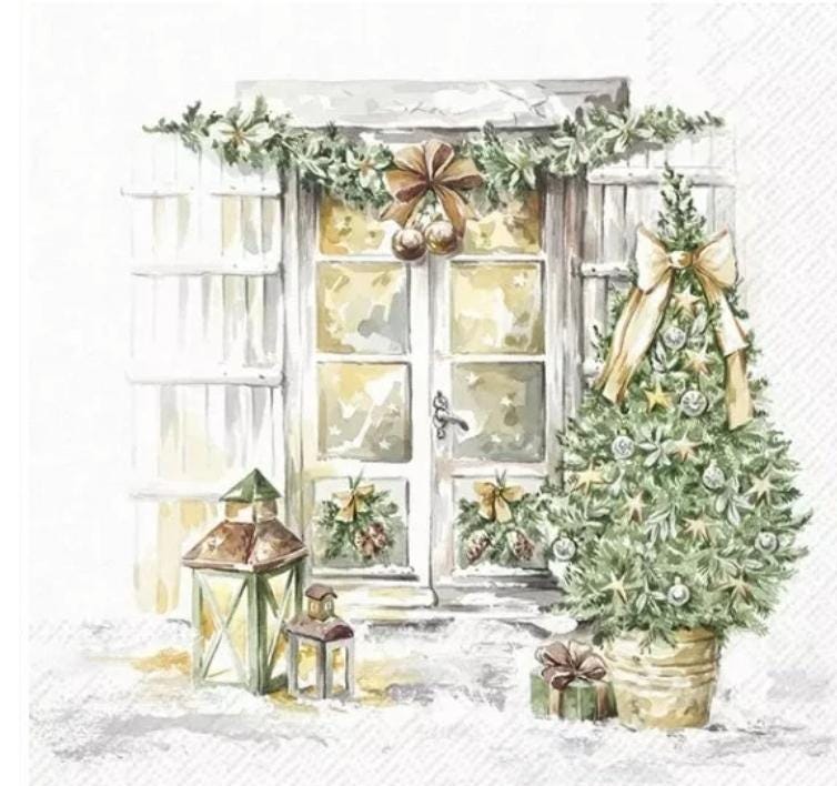 Winter Patio Scene Paper Napkin - Cocktail Size